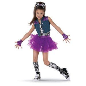Weissman Jazz Dance Costume Purple Zebra Denim